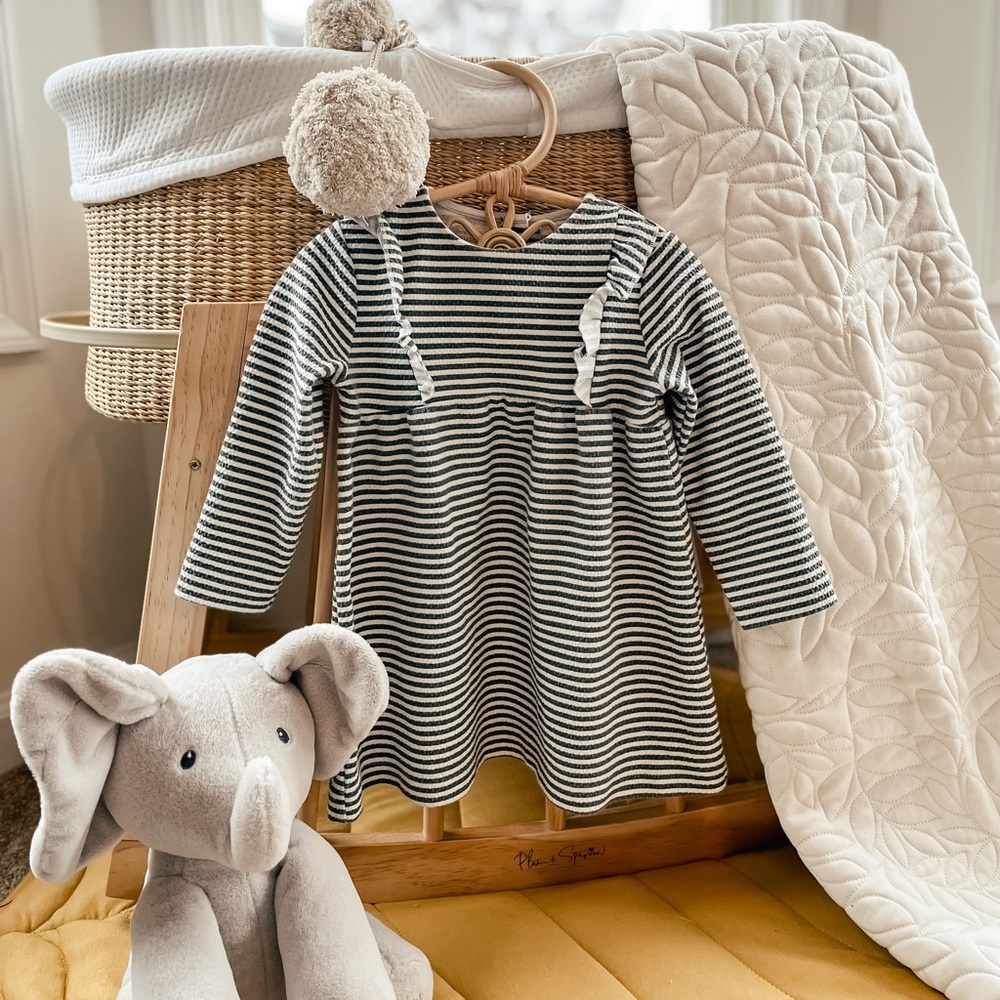 ZARA Baby Girl Dress Stripe Black and White 18-24M